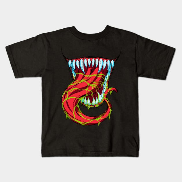 Open Wide You Symbiotic Monster Kids T-Shirt by manoystee